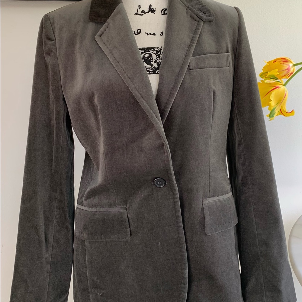 J Crew Single Button Velvet Blazer